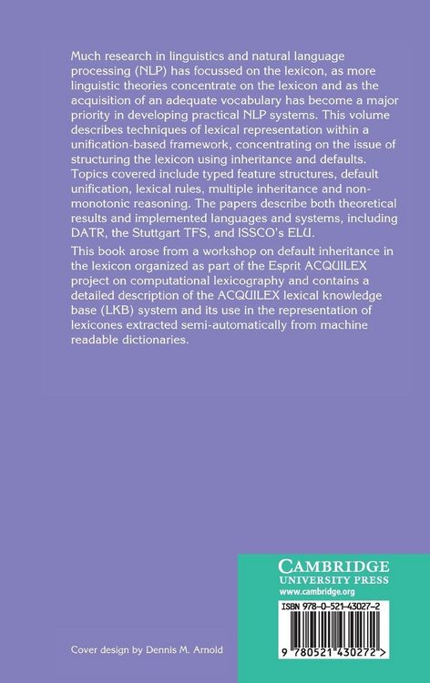 Produktbild: Inheritance, Defaults and the Lexicon