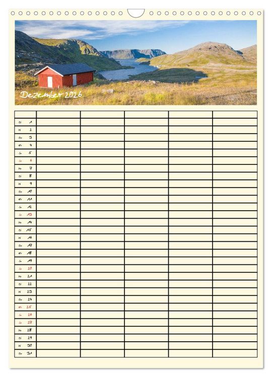 Produktbild: Urlaubsparadiese - Familienplaner (Wandkalender 2026 DIN A3 hoch), CALVENDO Monatskalender