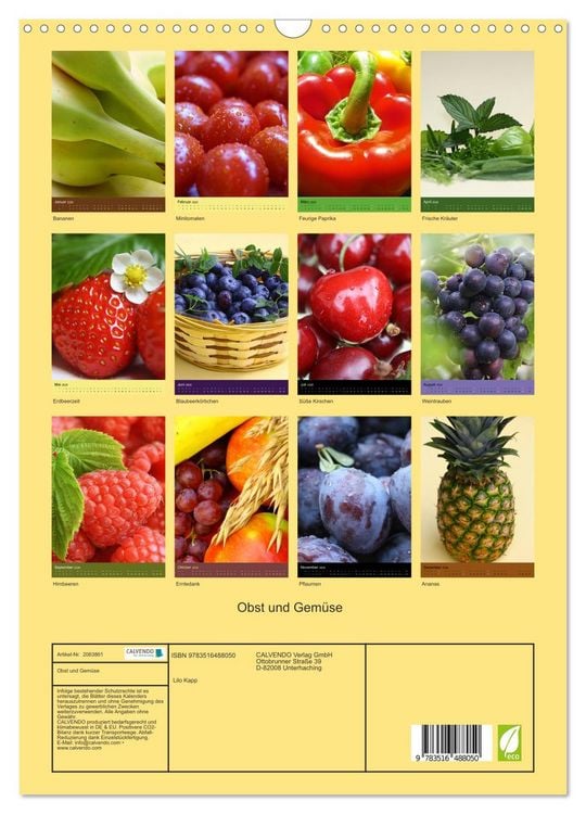 Produktbild: Obst und Gem&uuml;se (Wandkalender 2026 DIN A3 hoch), CALVENDO Monatskalender