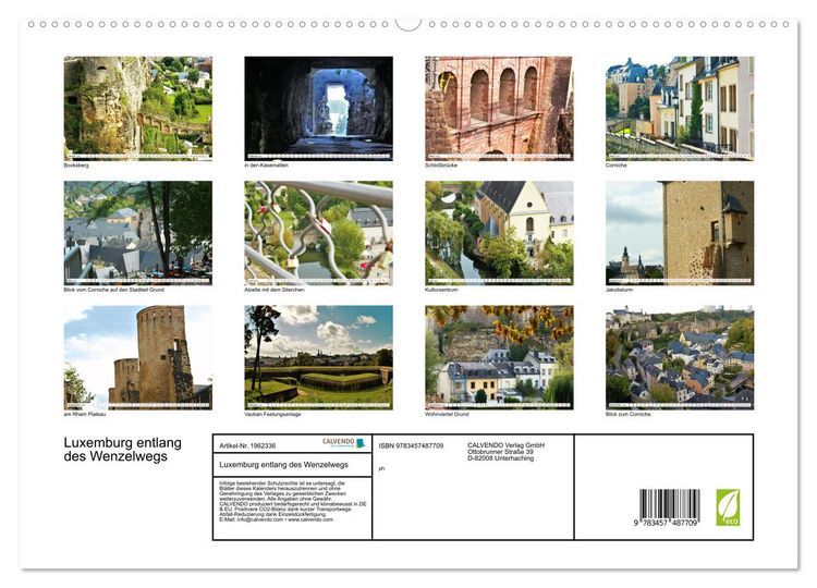 Produktbild: Luxemburg entlang des Wenzelwegs (hochwertiger Premium Wandkalender 2026 DIN A2 quer), Kunstdruck in Hochglanz