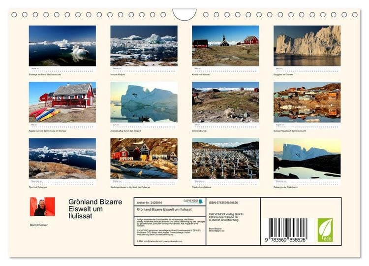 Produktbild: Gr&ouml;nland Bizarre Eiswelt um Ilulissat (Wandkalender 2027 DIN A4 quer), CALVENDO Monatskalender