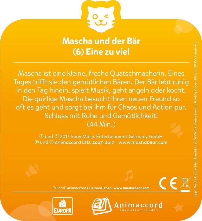 Produktbild: tigercard - Mascha und der B&auml;r - Folge 6: Eine zu viel