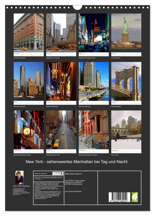 Produktbild: New York - sehenswertes Manhattan bei Tag und Nacht (Wandkalender 2026 DIN A3 hoch), CALVENDO Monatskalender