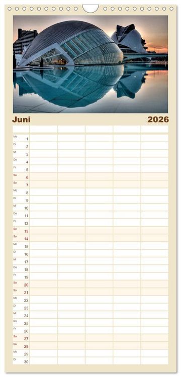 Produktbild: Familienplaner 2026 - Moderne Architektur in Valencia mit 5 Spalten (Wandkalender, 21 x 45 cm) CALVENDO