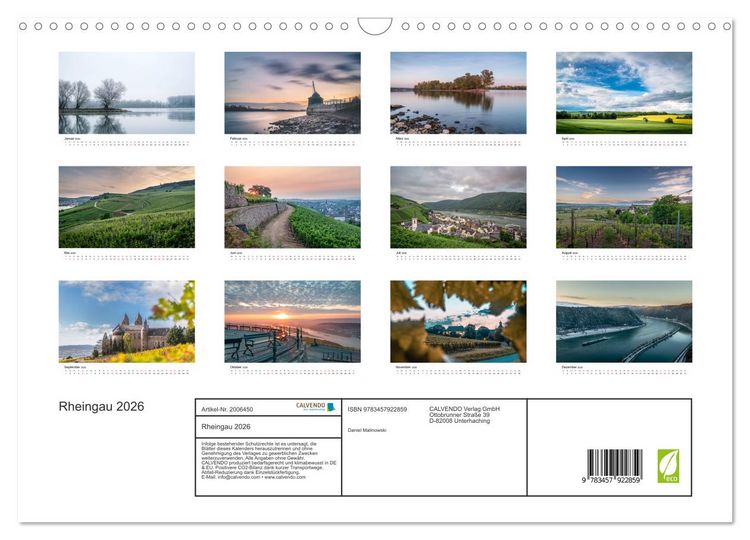 Produktbild: Rheingau 2026 (Wandkalender 2026 DIN A3 quer), CALVENDO Monatskalender