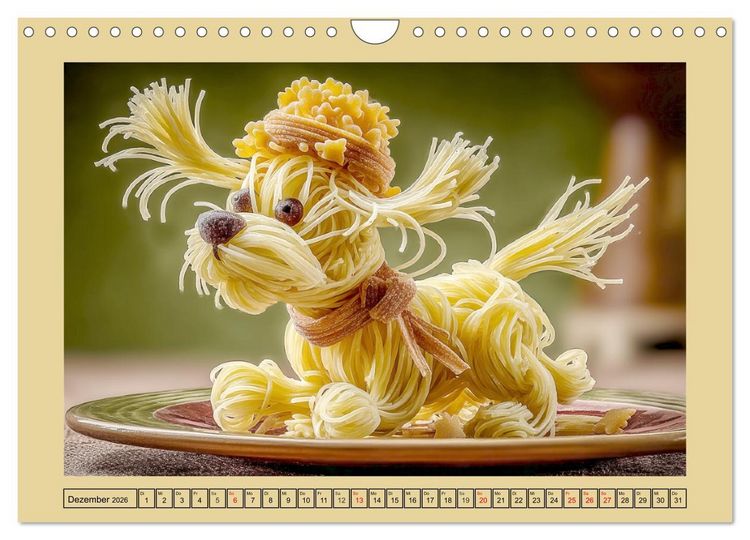 Produktbild: Auf dem Nudelhof. Spaghetti-Tiere zum Schmunzeln (Wandkalender 2026 DIN A4 quer), CALVENDO Monatskalender