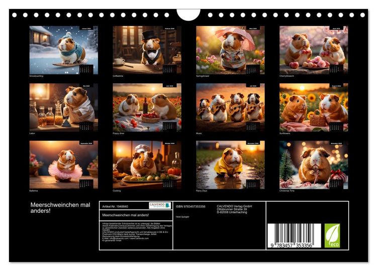 Produktbild: Meerschweinchen mal anders! (Wandkalender 2026 DIN A4 quer), CALVENDO Monatskalender