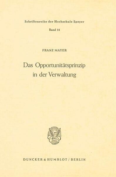Produktbild: Das Opportunit&auml;tsprinzip in der Verwaltung.