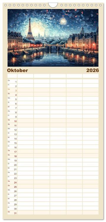 Produktbild: Familienplaner 2026 - Eiffelturm: Kreativ anders mit 5 Spalten (Wandkalender, 21 x 45 cm) CALVENDO