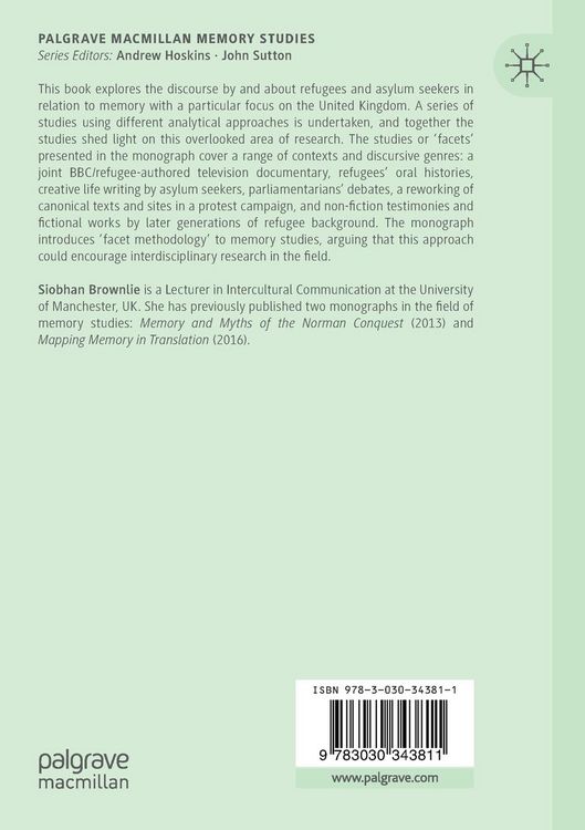 Produktbild: Discourses of Memory and Refugees