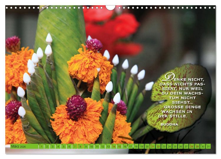 Produktbild: Buddhas Worte - Der Weg zur Achtsamkeit (Wandkalender 2026 DIN A3 quer), CALVENDO Monatskalender