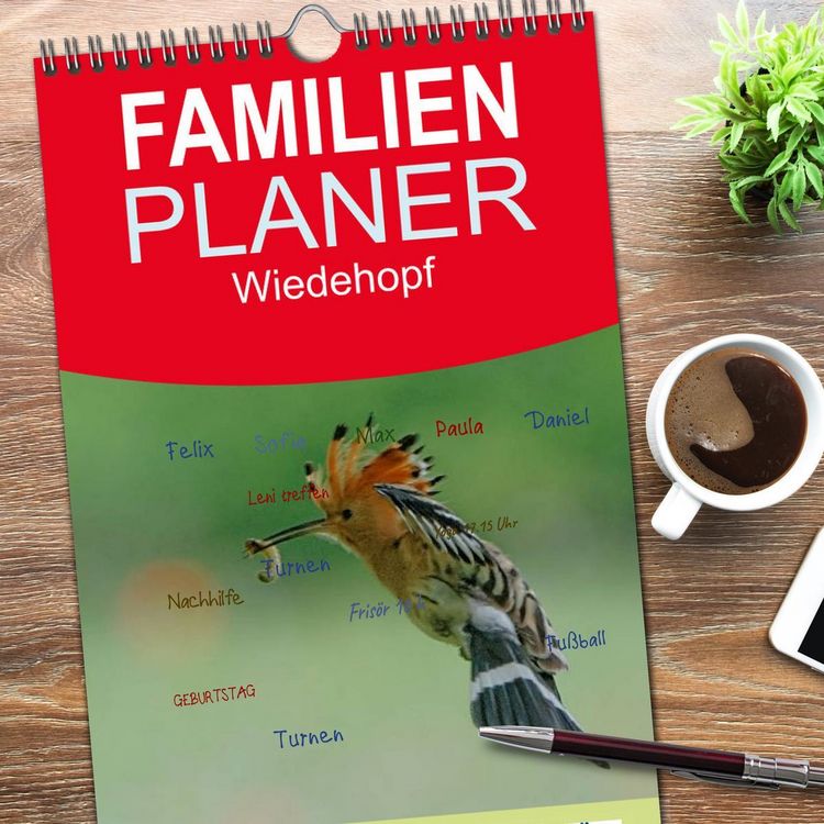 Produktbild: Familienplaner 2026 - Wiedehopf mit 5 Spalten (Wandkalender, 21 x 45 cm) CALVENDO