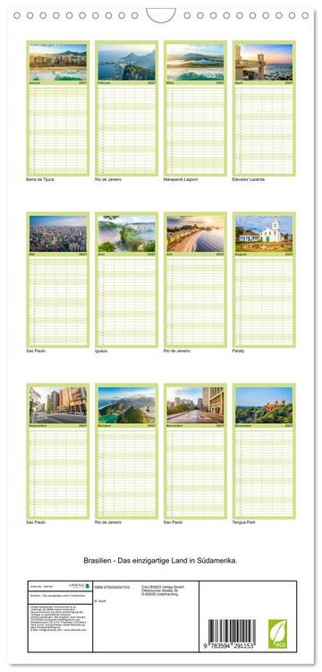 Produktbild: Familienplaner 2027 - Brasilien - Das einzigartige Land in S&uuml;damerika. mit 5 Spalten (Wandkalender, 21 x 45 cm) CALVENDO