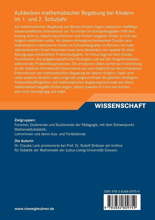 Produktbild: Aufdecken mathematischer Begabung bei Kindern im 1. und 2. Schuljahr