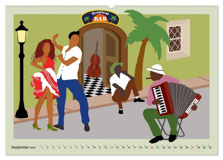 Produktbild: Kuba - Musik Tanz Rhythmus (hochwertiger Premium Wandkalender 2026 DIN A2 quer), Kunstdruck in Hochglanz