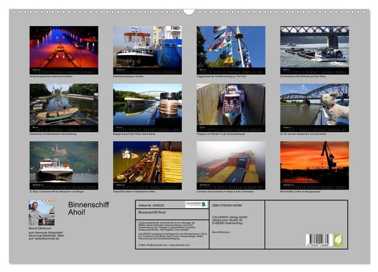 Produktbild: Binnenschiff Ahoi! (Wandkalender 2027 DIN A2 quer), CALVENDO Monatskalender