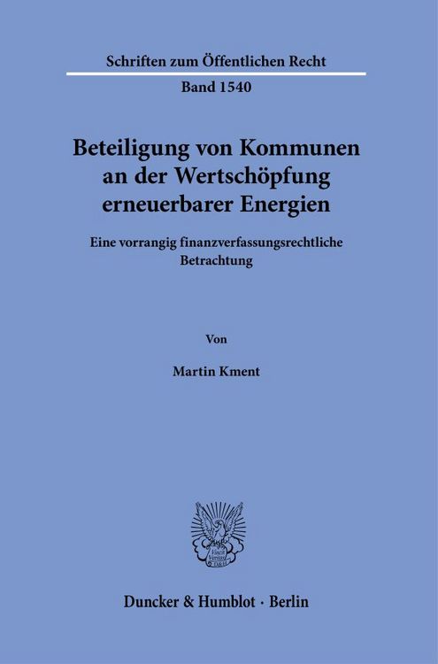 Produktbild: Beteiligung von Kommunen an der Wertsch&ouml;pfung erneuerbarer Energien