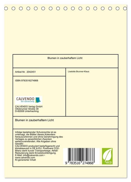 Produktbild: Blumen in zauberhaftem Licht (Tischkalender 2026 DIN A5 hoch), CALVENDO Monatskalender