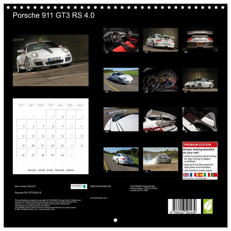 Produktbild: Porsche 911 GT3 RS 4.0 (Wall Calendar 2026 12 &times; 12 Inch) CALVENDO 12 Month Wall Calendar