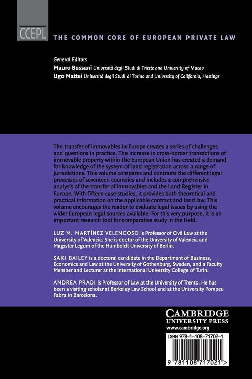 Produktbild: Transfer of Immovables in European Private Law