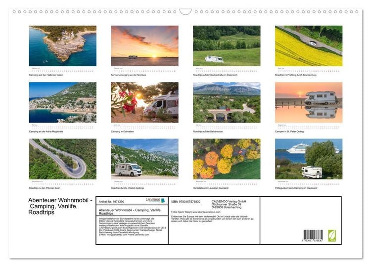 Produktbild: Abenteuer Wohnmobil - Camping, Vanlife, Roadtrips (Wandkalender 2026 DIN A2 quer), CALVENDO Monatskalender