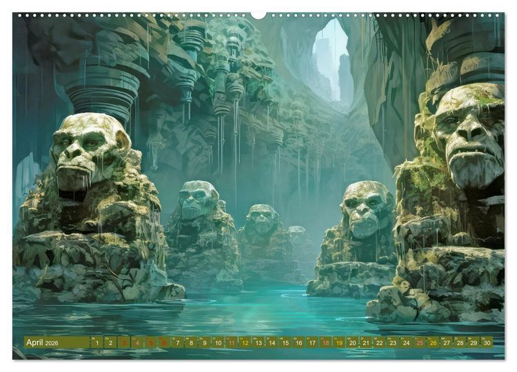 Produktbild: Ruinen versunkener Kulturen - Fantasiebilder (hochwertiger Premium Wandkalender 2026 DIN A2 quer), Kunstdruck in Hochglanz