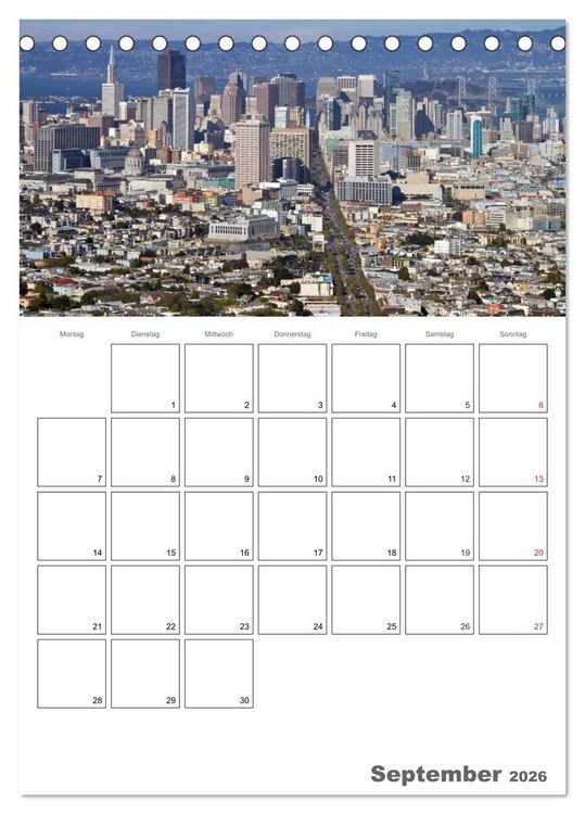 Produktbild: SAN FRANCISCO Terminplaner (Tischkalender 2026 DIN A5 hoch), CALVENDO Monatskalender