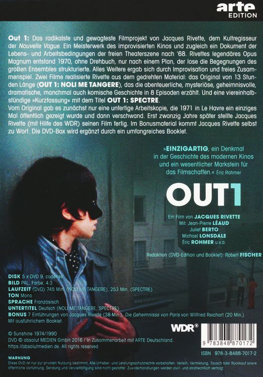 Produktbild: Out 1 - Noli me tangere/Spectre - Restaurierte Fassung (OmU) [5 DVDs]