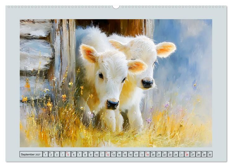 Produktbild: K&uuml;he und K&auml;lber. L&auml;ndliche Idylle (Wandkalender 2027 DIN A2 quer), CALVENDO Monatskalender