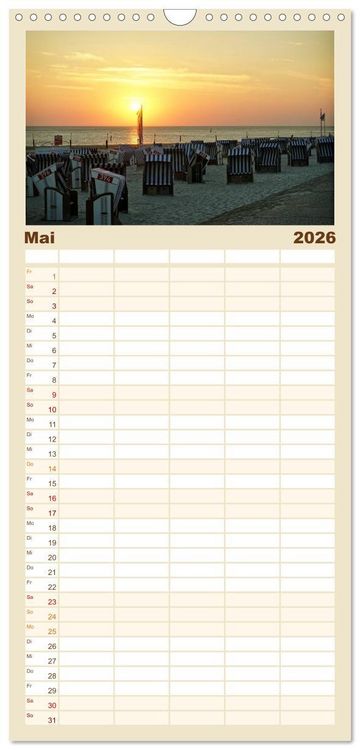 Produktbild: Familienplaner 2026 - Norderney - von barfu&szlig; bis Lackschuh mit 5 Spalten (Wandkalender, 21 x 45 cm) CALVENDO