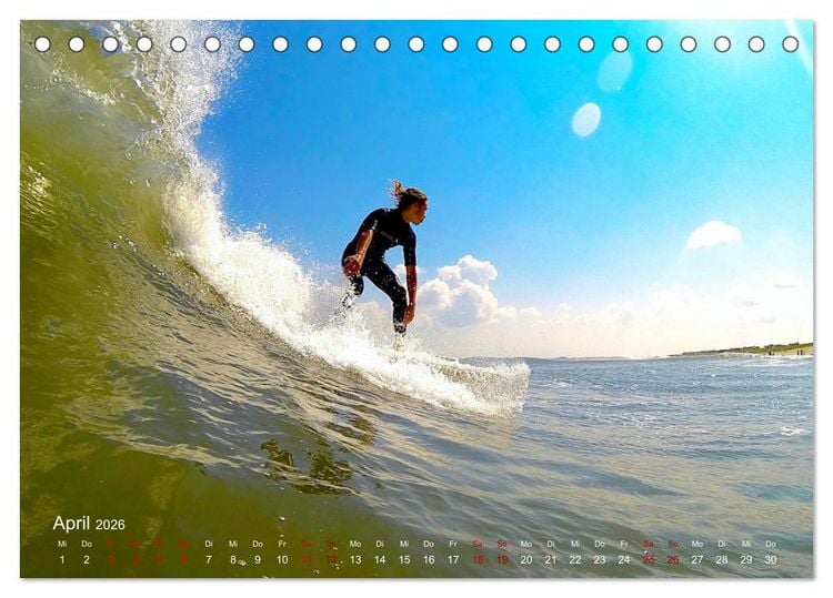 Produktbild: Surfen - die perfekte Welle (Tischkalender 2026 DIN A5 quer), CALVENDO Monatskalender