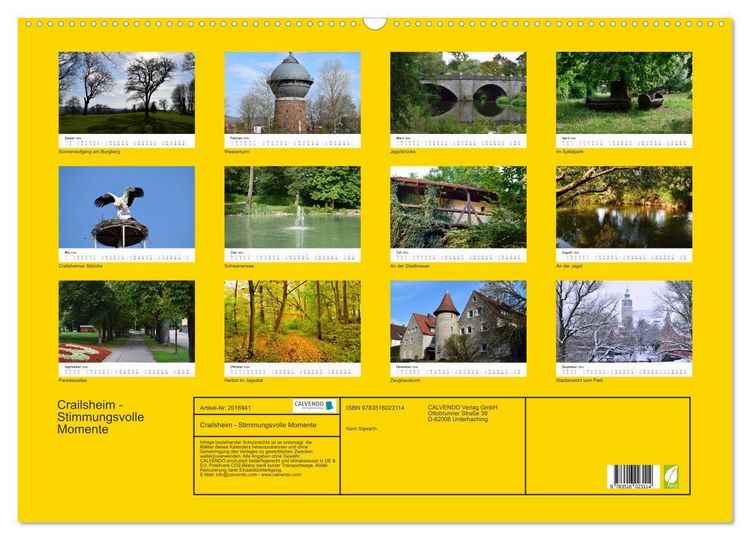 Produktbild: Crailsheim - Stimmungsvolle Momente (Wandkalender 2026 DIN A2 quer), CALVENDO Monatskalender
