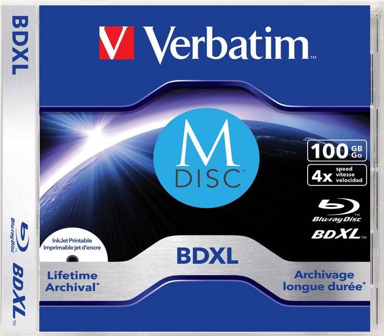 Produktbild: Verbatim 43833 M-DISC Blu-ray Rohling 100 GB 1 St. Slimcase Bedruckbar