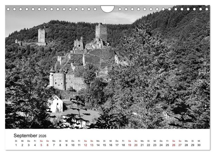 Produktbild: Burgen in schwarzwei&szlig; - Wie aus alten Zeiten (Wandkalender 2026 DIN A4 quer), CALVENDO Monatskalender