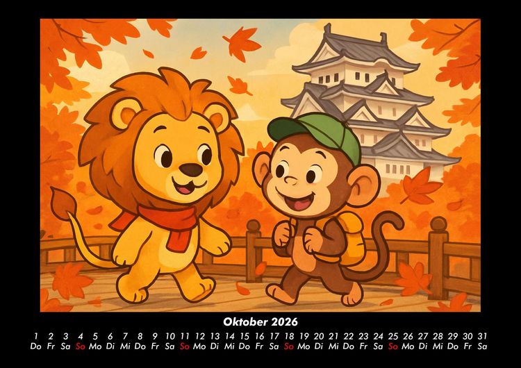 Produktbild: Buschi & Milo - Reise durch Japan 2026 Fotokalender DIN A3