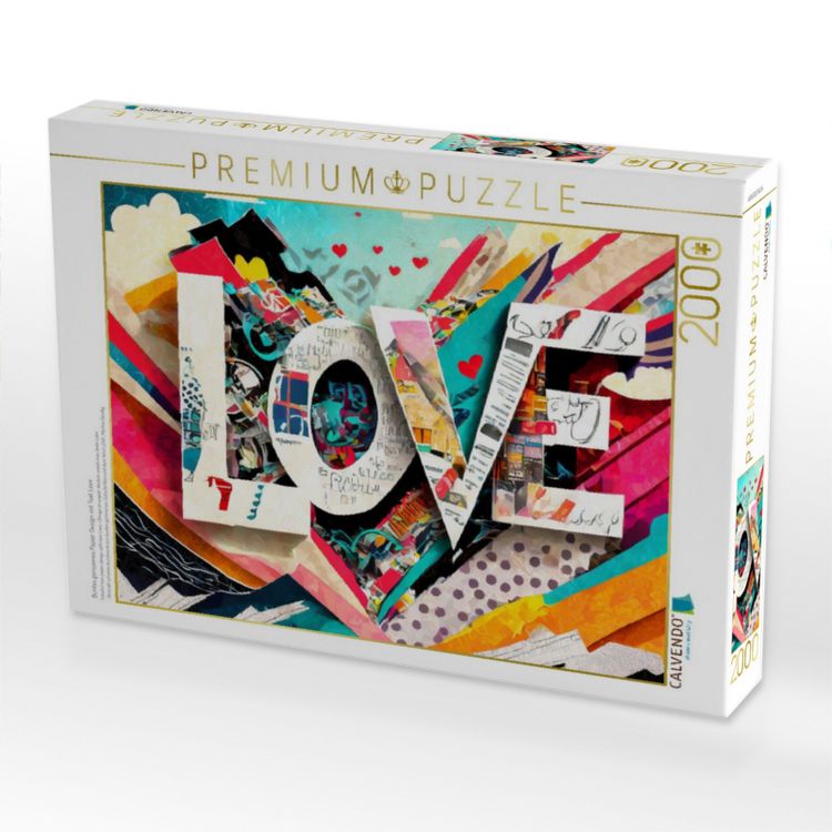 Produktbild: CALVENDO Puzzle Buntes gerissenes Papier Design mit Text Love | 2000 Teile Lege-Gr&ouml;&szlig;e 90x67cm Foto-Puzzle f&uuml;r gl&uuml;ckliche Stunden
