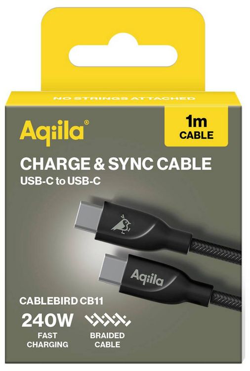Produktbild: Aqiila Cablebird CB11 USB-C&reg; Kabel USB 2.0 USB-C&reg; Stecker 1.00m Schwarz AQCBPBICB2BD867