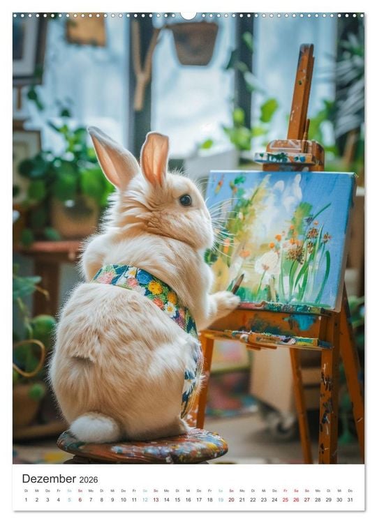 Produktbild: Was macht der Osterhase in seiner Freizeit (hochwertiger Premium Wandkalender 2026 DIN A2 hoch), Kunstdruck in Hochglanz