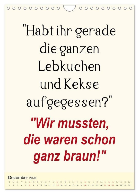 Produktbild: Spr&uuml;che-Kalender. Lustiges f&uuml;r die Familie! (Wandkalender 2026 DIN A4 hoch), CALVENDO Monatskalender