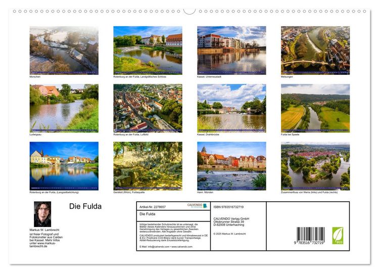 Produktbild: Die Fulda (hochwertiger Premium Wandkalender 2026 DIN A2 quer), Kunstdruck in Hochglanz