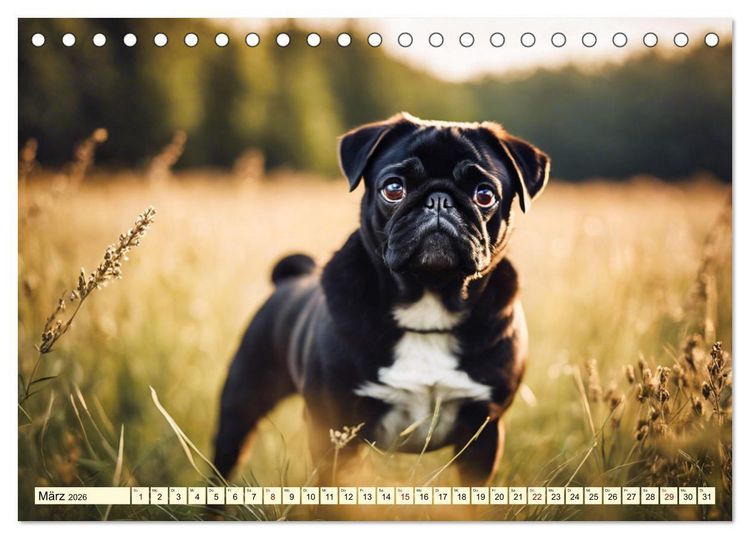 Produktbild: M&ouml;pse - quirlige Charmebolzen (Tischkalender 2026 DIN A5 quer), CALVENDO Monatskalender