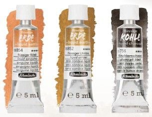 Produktbild: Schmincke Zeichenset Trio fl&uuml;ssige Erde/Kohle 3 x 5 ml