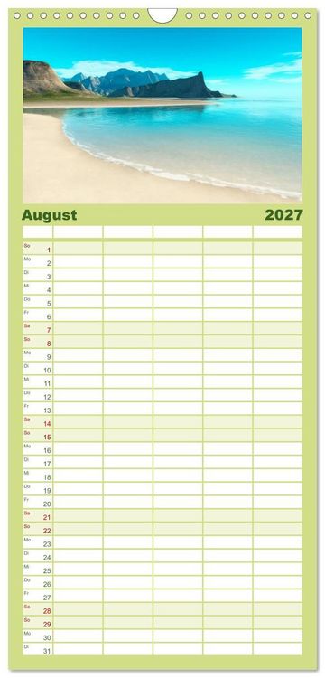 Produktbild: Familienplaner 2027 - Bezaubernde Landschaften mit 5 Spalten (Wandkalender, 21 x 45 cm) CALVENDO