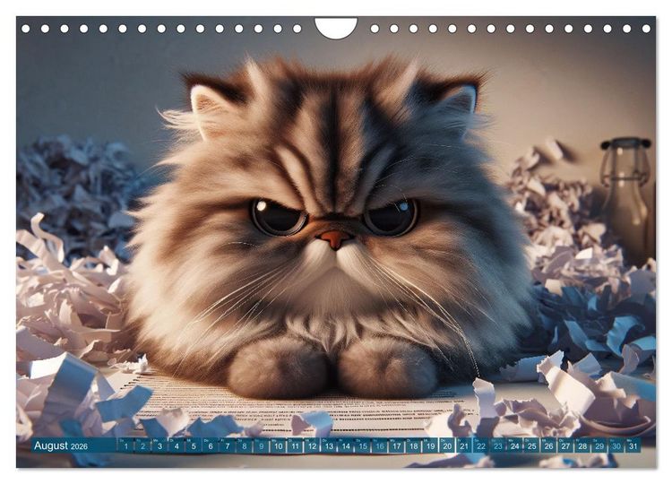 Produktbild: Katzenlaunen - Durch das Jahr mit Fluff und Grummeln (Wandkalender 2026 DIN A4 quer), CALVENDO Monatskalender