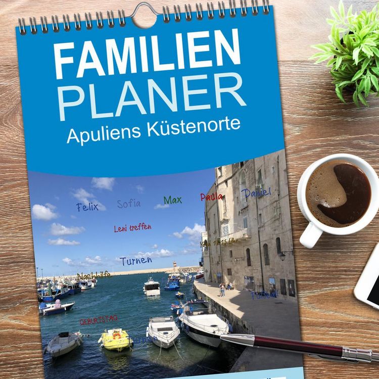 Produktbild: Familienplaner 2026 - Apuliens K&uuml;stenorte mit 5 Spalten (Wandkalender, 21 x 45 cm) CALVENDO