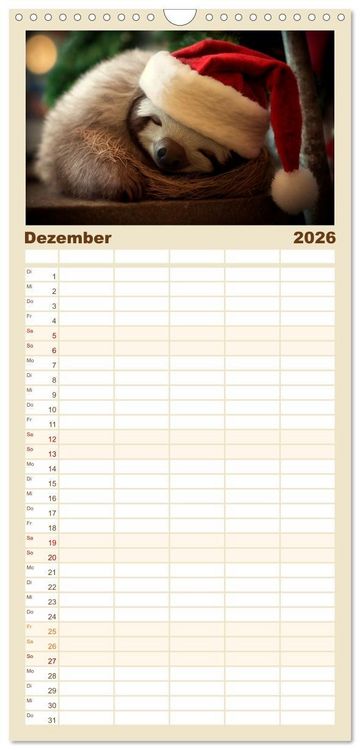 Produktbild: Familienplaner 2026 - Der Kalender f&uuml;r echte Faultiere mit 5 Spalten (Wandkalender, 21 x 45 cm) CALVENDO