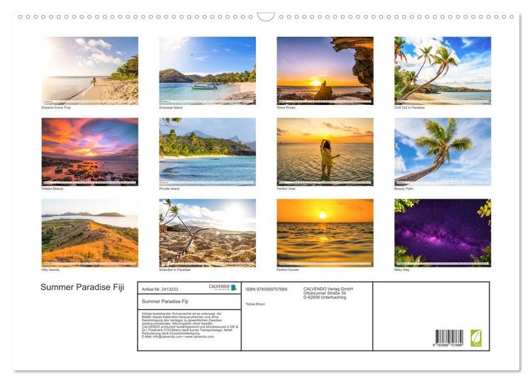 Produktbild: Summer Paradise Fiji (Wandkalender 2027 DIN A2 quer), CALVENDO Monatskalender