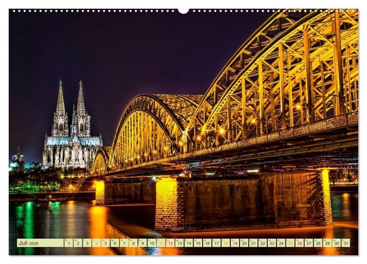 Produktbild: St&auml;dte der Welt - Skylines in der Nacht (hochwertiger Premium Wandkalender 2026 DIN A2 quer), Kunstdruck in Hochglanz