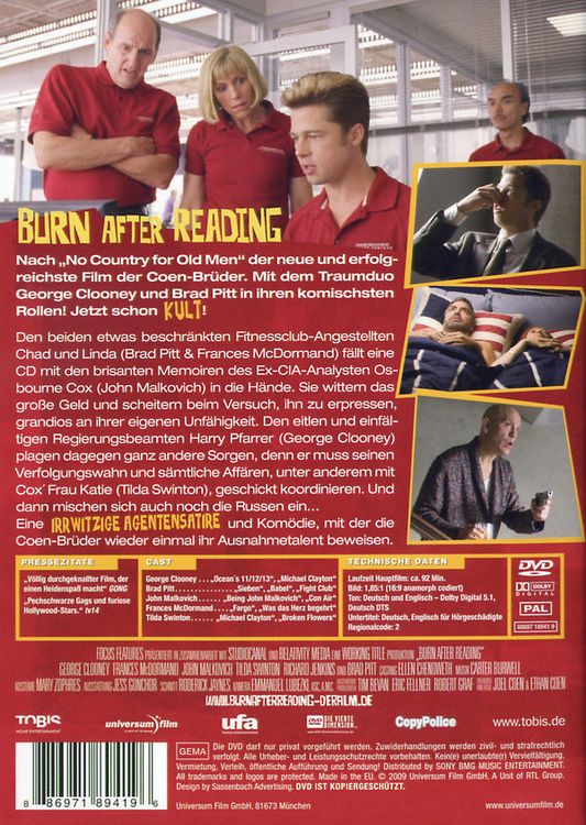 Produktbild: Burn after Reading - Wer verbrennt sich hier die Finger?