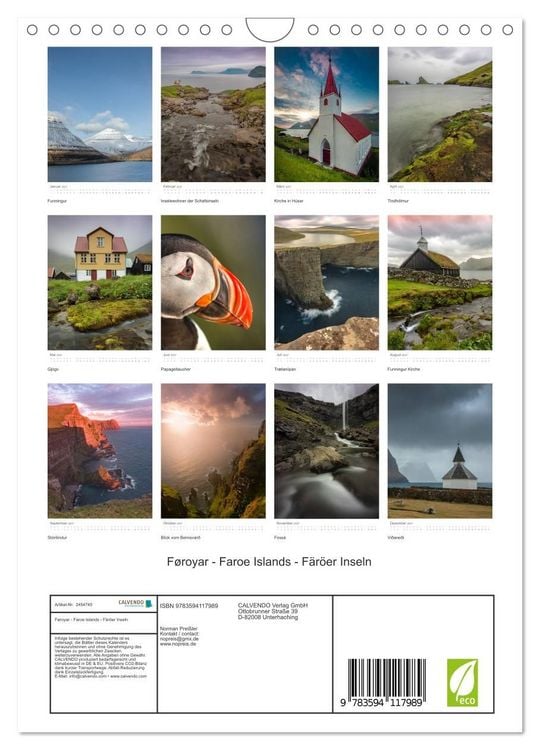 Produktbild: F&oslash;royar - Faroe Islands - F&auml;r&ouml;er Inseln (Wandkalender 2027 DIN A4 hoch), CALVENDO Monatskalender